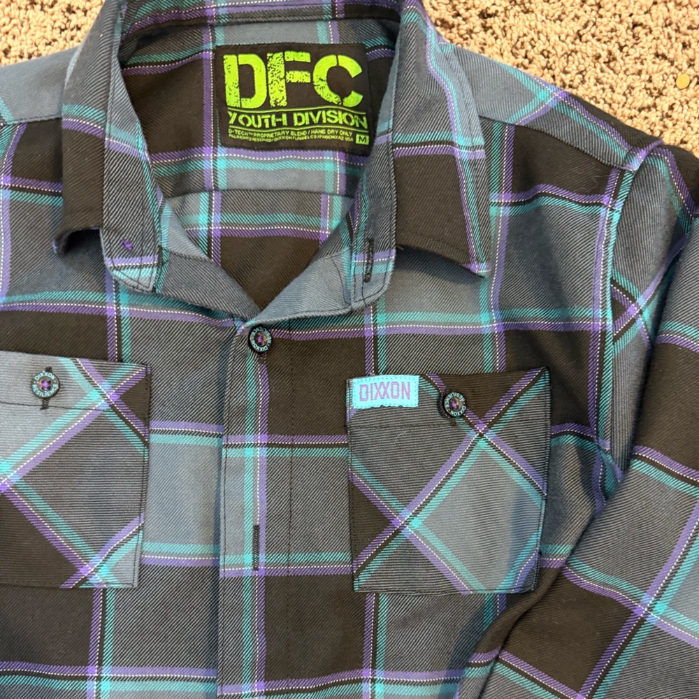 Dixxon flannel company youth medium button down long sleeved shirt